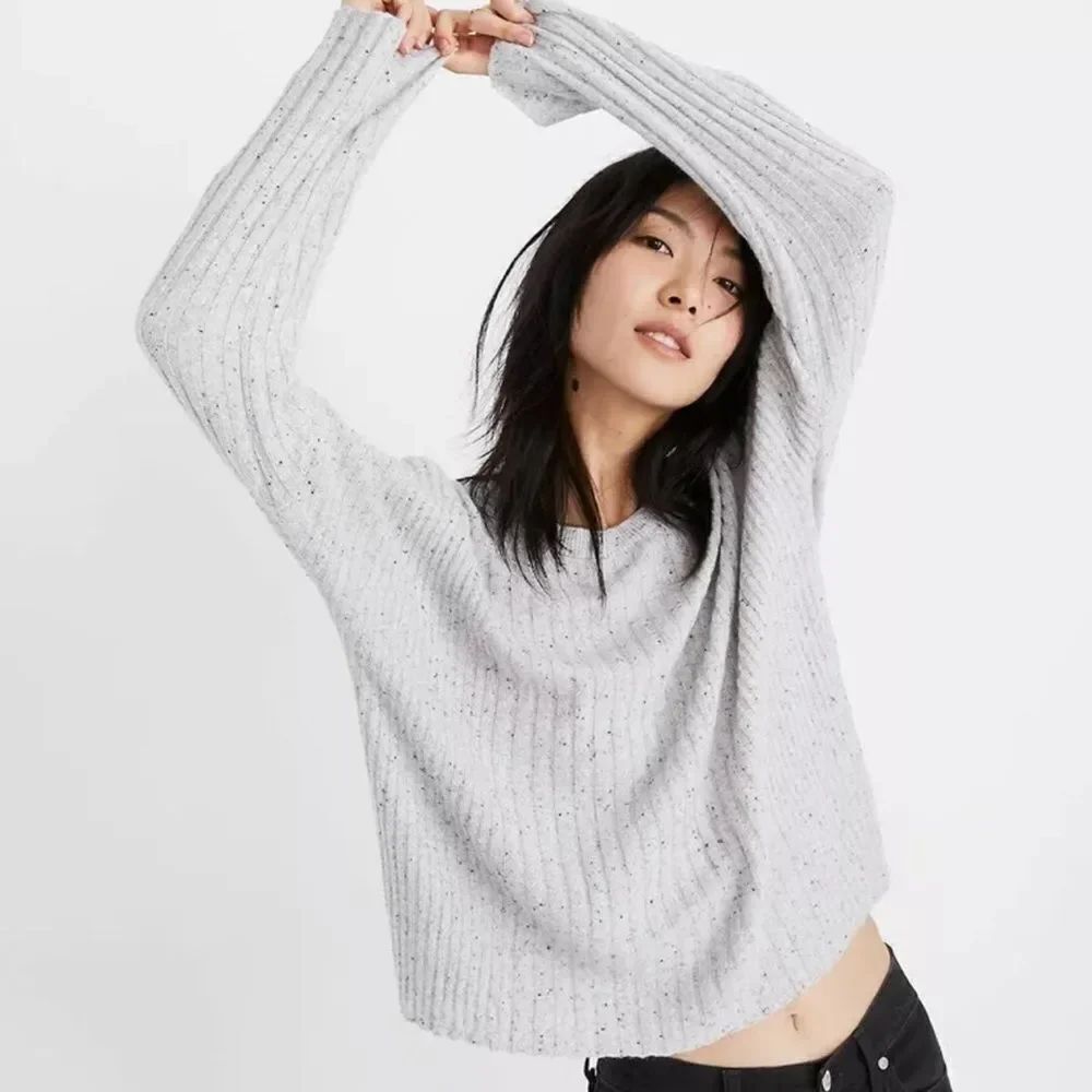 Madewell Gray sweater small Relaxed Crewneck Top Women boho Alpaca Blend